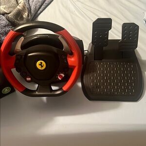 Ferrari Red and Black Gaming Wheel with Pedals